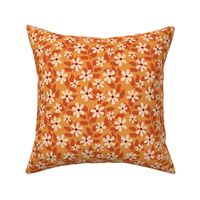 Daisies on orange with woven texture