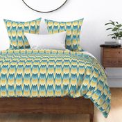 Flame stitch prongs yellow teal large