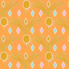 High Summer - Sparkling Vintage Art Deco Wheat Field - Summer - 2021 - Textured Papaya