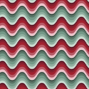 Flame stitch bargello waves red green large