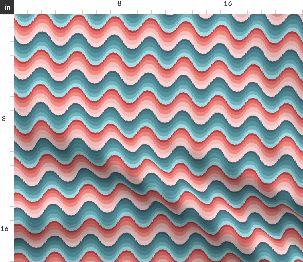 Bargello waves pink blue small