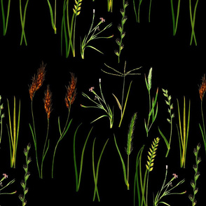 Wild grass vintage florals black