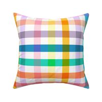 Joyful Rainbow Gingham Checkered Fabric Spring Summer Picnic Check Geometric Jumbo large