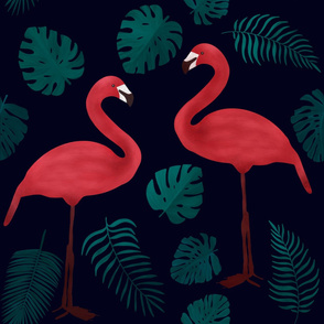 Flamingos on a date dark / large 26.7”x 26.7”
