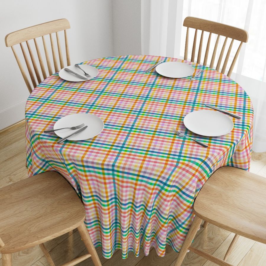 Gingham Picnic Check Plaid Geometric Cheerful Rainbow Spring Summer Small