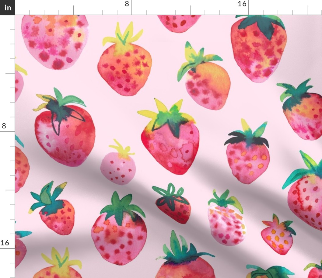 Strawberries cotton candy Jumbo Fabric | Spoonflower