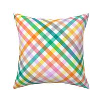 Gingham fabric Diagonal Spring Picnic Multicolor Rainbow Medium 