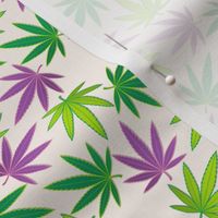 ★ SPINNING WEED ★ Green + Purple on Ivory White - Small Scale/ Collection : Cannabis Factory 1 – Marijuana, Ganja, Pot, Hemp and other weeds prints