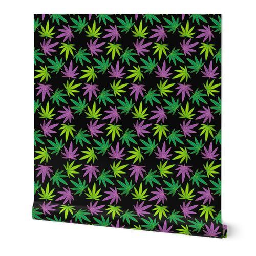Removable Water-Activated Wallpaper Marijuana Cannabis 420 Ganja Weed Grass
