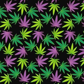 ★ SPINNING WEED ★ Green + Purple on Black - Small Scale/ Collection : Cannabis Factory 1 – Marijuana, Ganja, Pot, Hemp and other weeds prints