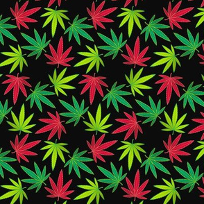 ★ SPINNING WEED ★ Green + Red on Black - Small Scale/ Collection : Cannabis Factory 1 – Marijuana, Ganja, Pot, Hemp and other weeds prints