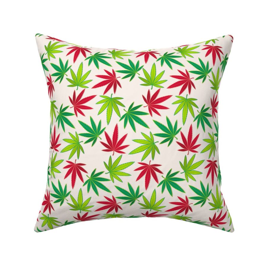 ★ SPINNING WEED ★ Green + Red on Ivory White - Large Scale/ Collection : Cannabis Factory 1 – Marijuana, Ganja, Pot, Hemp and other weeds prints