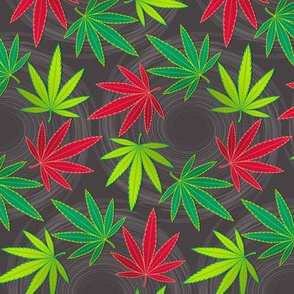 ★ SPINNING WEED ★ Green + Red on Dark Gray - Large Scale/ Collection : Cannabis Factory 1 – Marijuana, Ganja, Pot, Hemp and other weeds prints