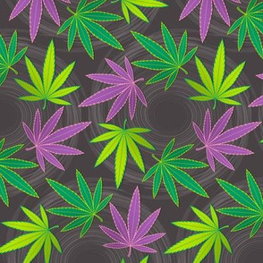 ★ SPINNING WEED ★ Green + Purple on Dark Gray - Large Scale/ Collection : Cannabis Factory 1 – Marijuana, Ganja, Pot, Hemp and other weeds prints