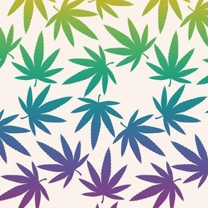 ★ SPINNING WEED ★ Rainbow on Ivory White - Large Scale/ Collection : Cannabis Factory 1 – Marijuana, Ganja, Pot, Hemp and other weeds prints