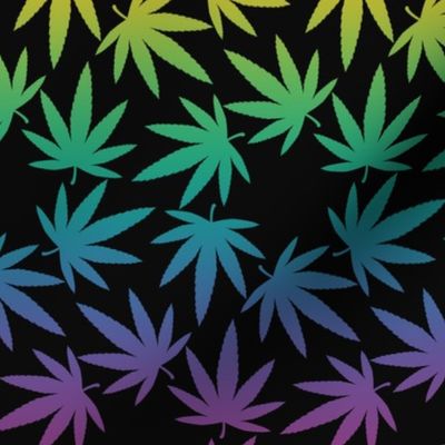 ★ SPINNING WEED ★ Rainbow on Black - Large Scale/ Collection : Cannabis Factory 1 – Marijuana, Ganja, Pot, Hemp and other weeds prints