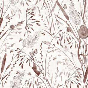 Wild Grasses and its Habitants neutral beige medium scale 