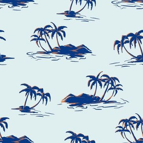 Palms On Island  blue coral