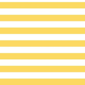 Pineapple Yellow Awning Stripe Pattern Horizontal in White