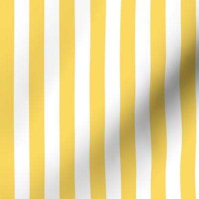 Pineapple Yellow Awning Stripe Pattern Vertical in White