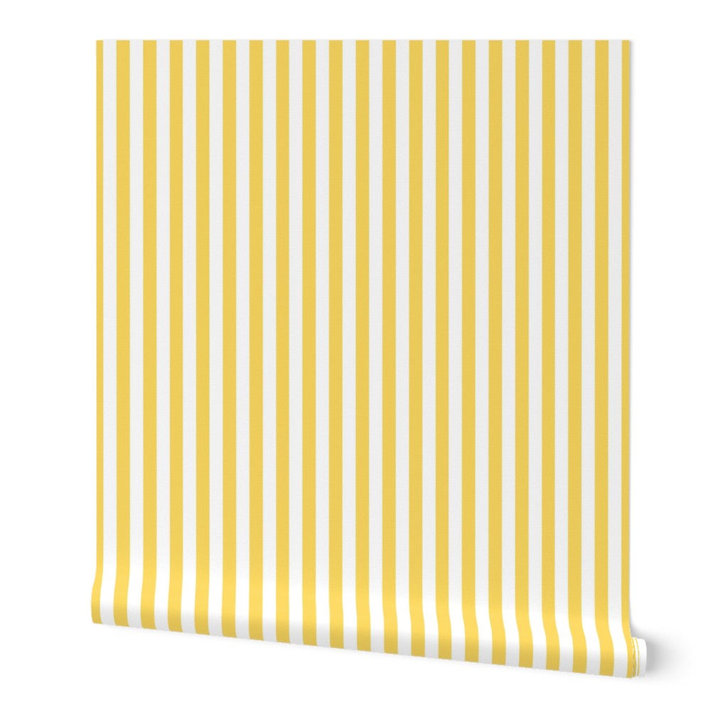 Pineapple Yellow Bengal Stripe Pattern Vertical in White
