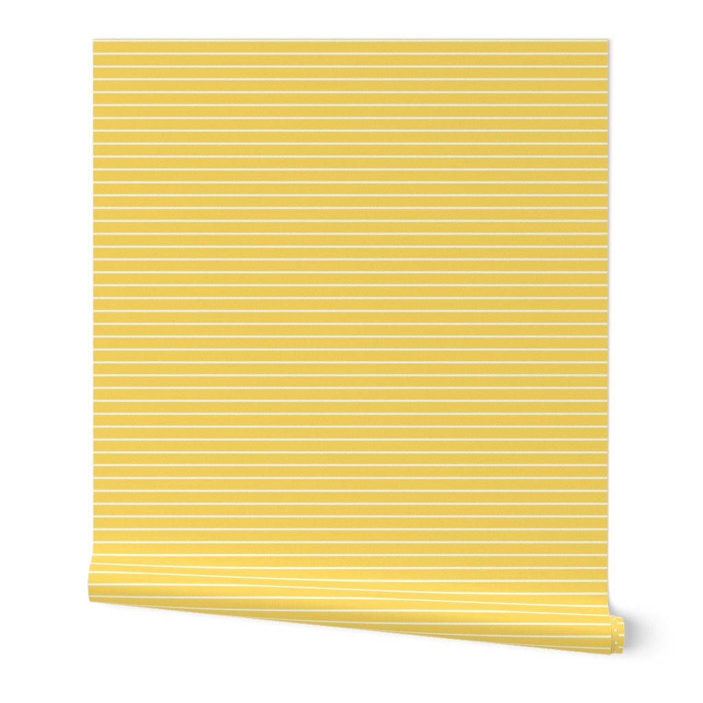 Small Pineapple Yellow Pin Stripe Pattern Horizontal in White