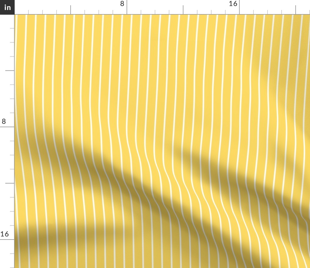 Pineapple Yellow Pin Stripe Pattern Vertical in White