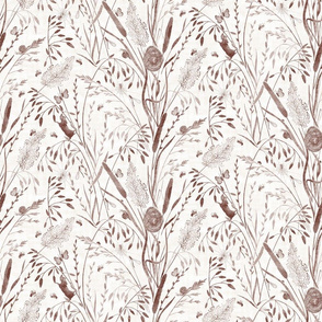 Wild Grasses and its Habitants Neutral beige small scale