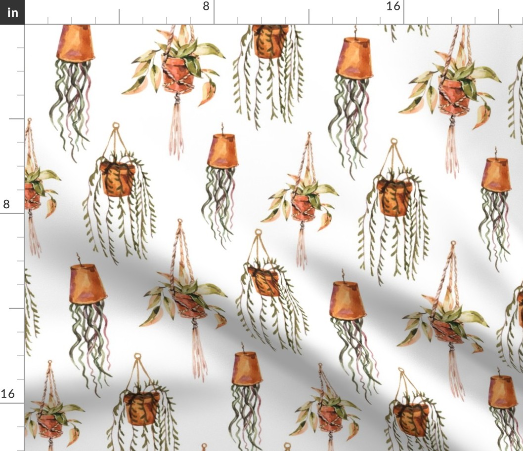 Home plants watercolor pattern