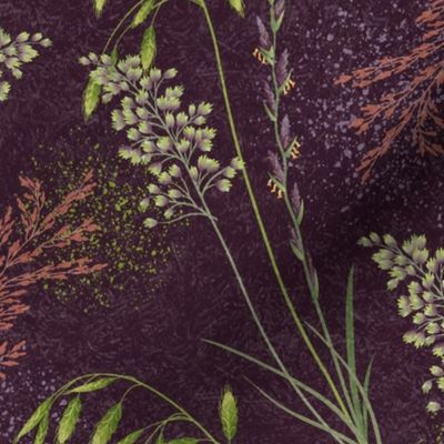 Wild Grasses & Pollen-Aubergine-L