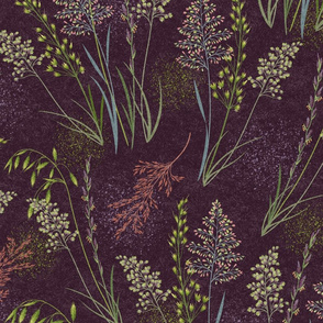 Wild Grasses & Pollen-Aubergine-L