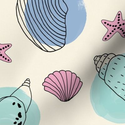 Seashells modern watercolor handrawn