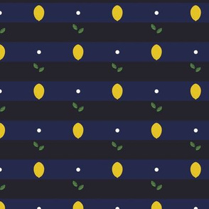 Lemons Stripes Black Blue small