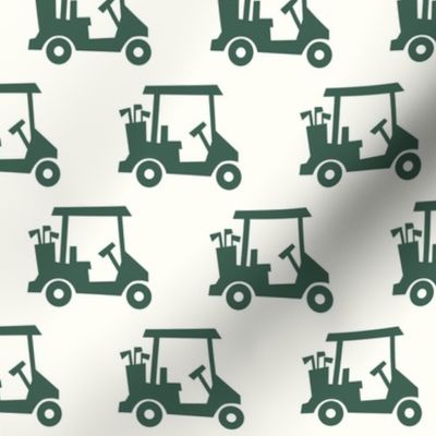 tee time - golf carts - green on cream (no texture) - C21