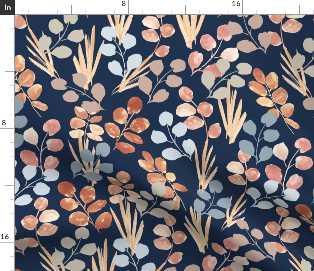 Autumn Grass - Navy - 16" Repeat