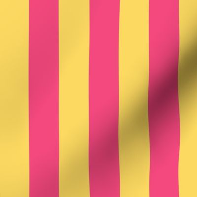 Large Pineapple Yellow Awning Stripe Pattern Vertical in Deep Pink