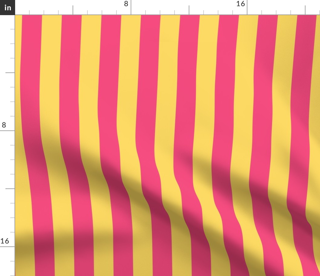Large Pineapple Yellow Awning Stripe Pattern Vertical in Deep Pink