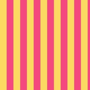 Pineapple Yellow Awning Stripe Pattern Vertical in Deep Pink