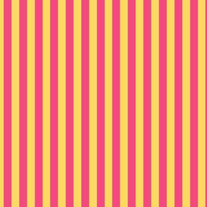 Pineapple Yellow Bengal Stripe Pattern Vertical in Deep Pink