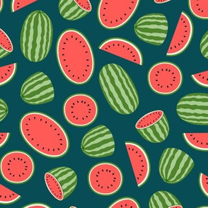 watermelons - dark teal - summer fruit - LAD21