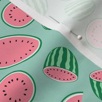 watermelons - pink on mint - summer fruit - LAD21