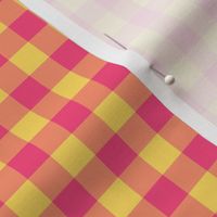 Gingham Pattern - Pineapple Yellow and Deep Pink