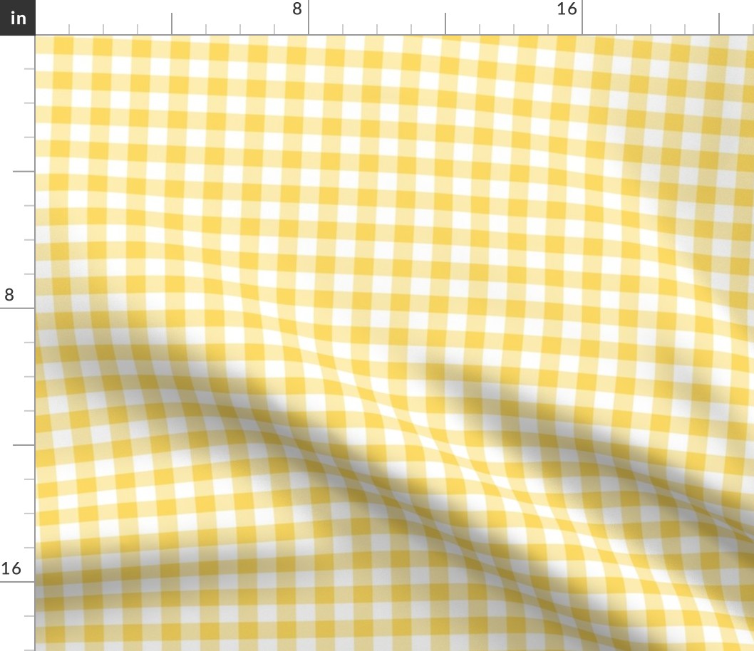 Gingham Pattern - Pineapple Yellow and White