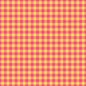 Small Gingham Pattern - Pineapple Yellow and Deep Pink