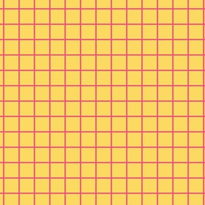 Grid Pattern - Pineapple Yellow and Deep Pink