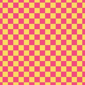 Checker Pattern - Pineapple Yellow and Deep Pink