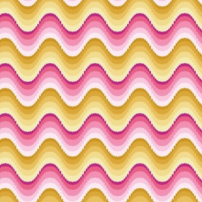 groovy bargello waves pink and gold | large