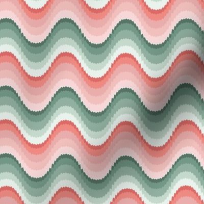 Bargello waves in pink and green | small