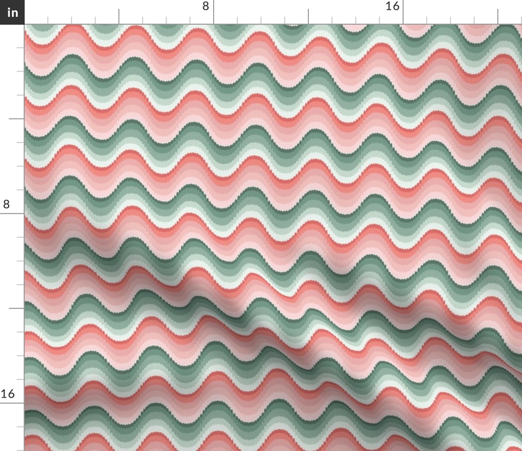 Bargello waves in pink and green | small