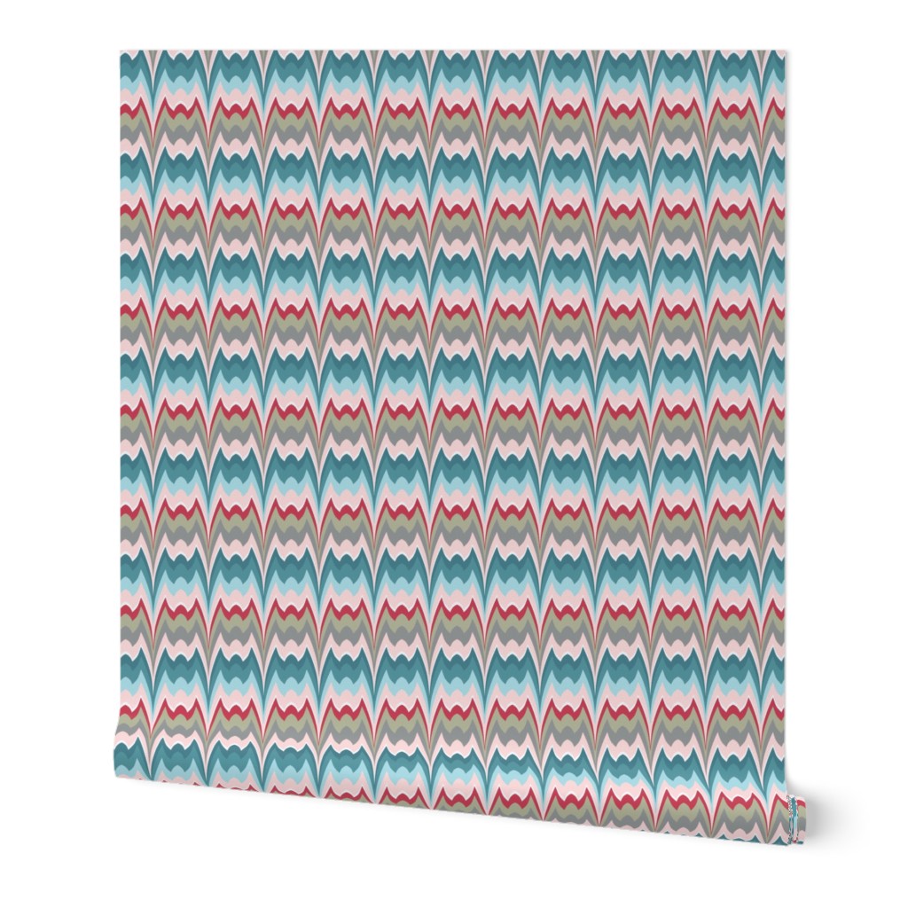 Bargello curved flame stitch blue pink small